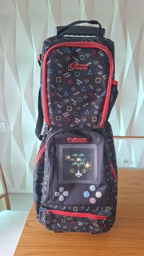 Mochila com rodas e lancheira xtrem gamer infantil