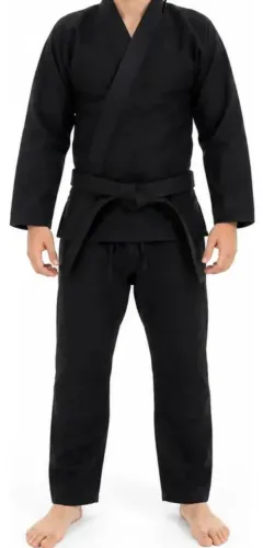 Kimono Jiu Jitsu Infantil Juvenil Adulto Trançado Reforçado Preto
