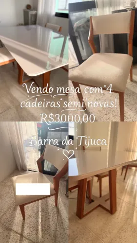 Vendo Mesa com 4 cadeiras semi novas