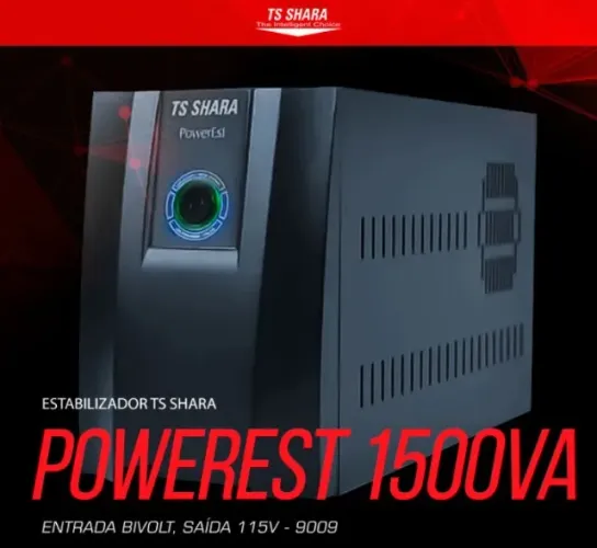 Estabilizador TS Shara Powerest 1500VA, 6x Tomadas 10A, Entrada Bivolt, Saída 115V - 9009