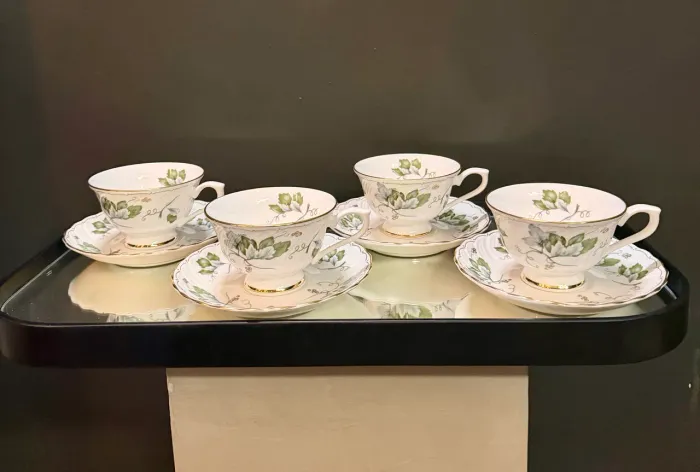 Conjunto 4 Xícaras de Chá com Pires Hoya Bone Excellent - Porcelana Tailandesa