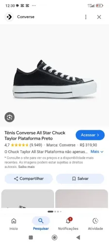 Tênis preto ALL star Chucky plataforma
