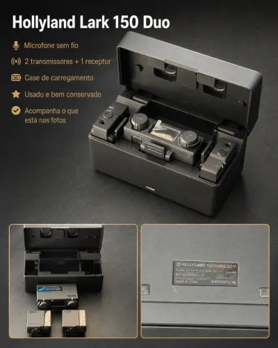 Microfone Sem Fio Hollyland Lark 150 Duo Usado com Case