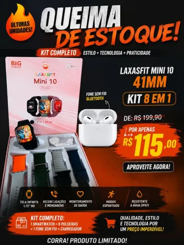 SMARTWATCH MINI PRETO PROMOÇÃO
