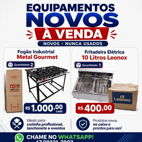 Venda de fogões industrial e fritadeira novos 