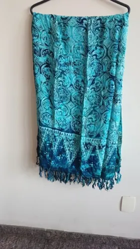 Cangas de praia em tons de azul e turquesa 1,26 x 0,51