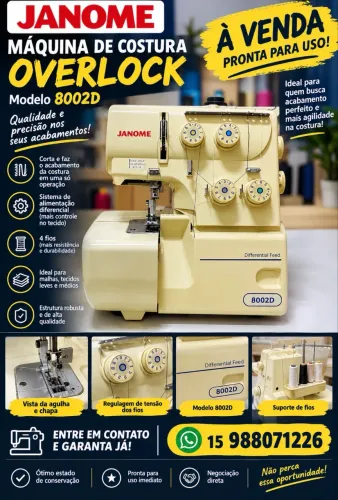 Máquina Overloque Janome 8002D