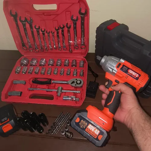 Chave de impacto 550N brushless + jogo de chaves 37 peças