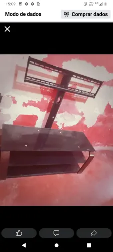 Rack com suporte para televisão com prateleira de vidro 