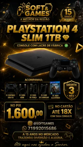 Ps4 Slim 1tb aceito cartão com garantia loja física