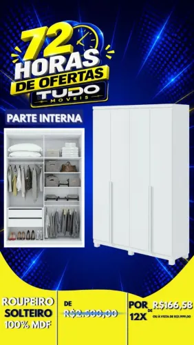 ROUPEIRO SOLTEIRO 100% MDF/ 4P. 2 GAVETAS