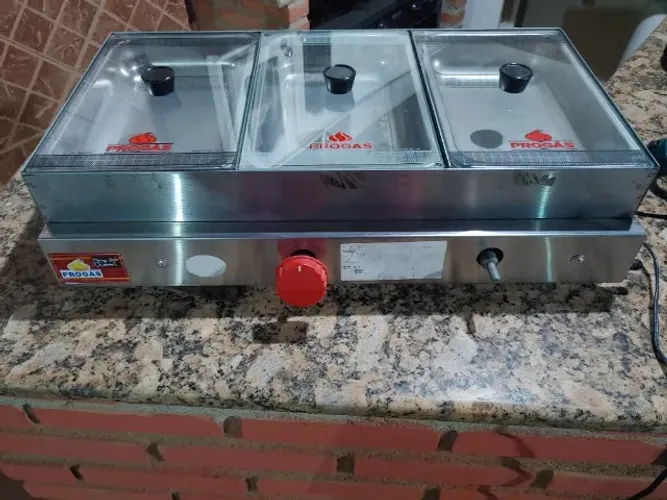 Molheira Inox 3 cubas a gás -marca Progás