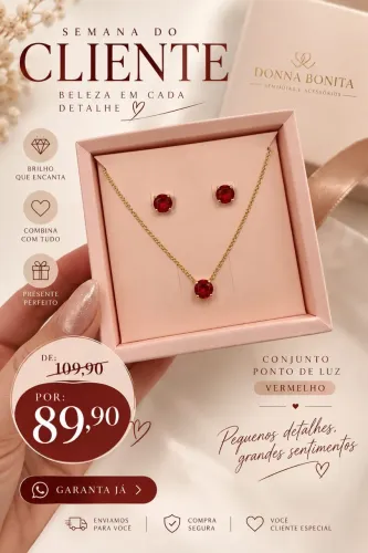 Semijoia Brinco e Colar