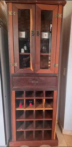 Adega Cristaleira Bar em Madeira Maciça - 20 Garrafas - Imbuia