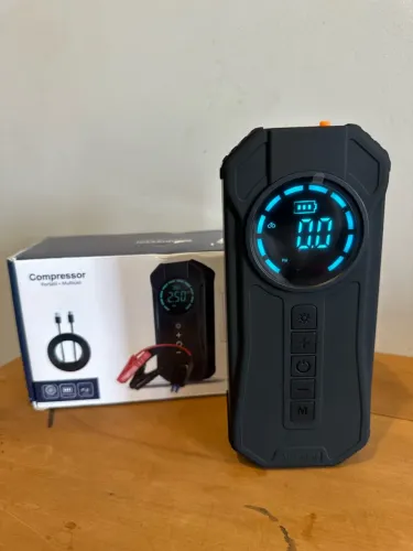 Auxiliar de Partida + Power Bank + Compressor Portátil