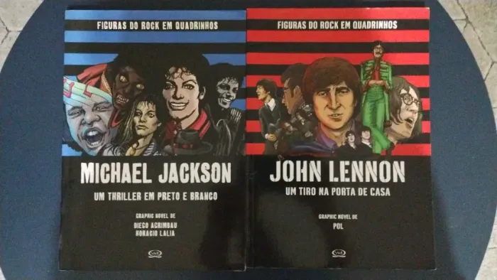 JOHN LENNON MICHAEL JACKSON FIGURAS DO ROCK EM QUADRINHOS 2 VOL RARIDADE GRAPHIC NOVEL PAR