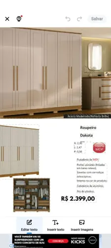 Guarda roupa casal! Dakota muito espaçoso 
