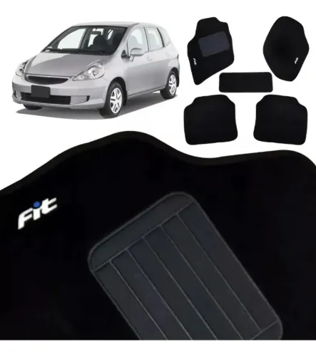 Honda Fit 2003 À 2008 - Jogo Tapete Carpete 5 Peças - Preto