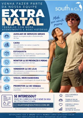 Vaga de emprego extra natal