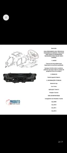 Painel traseiro Honda city
