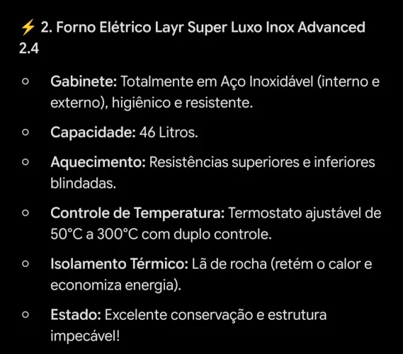 FORNO ELETRICO LAYR