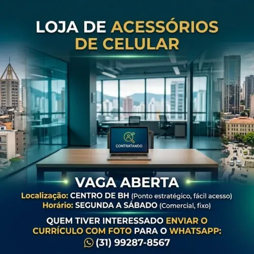 VAGA DE EMPREGO CENTRO DE BH