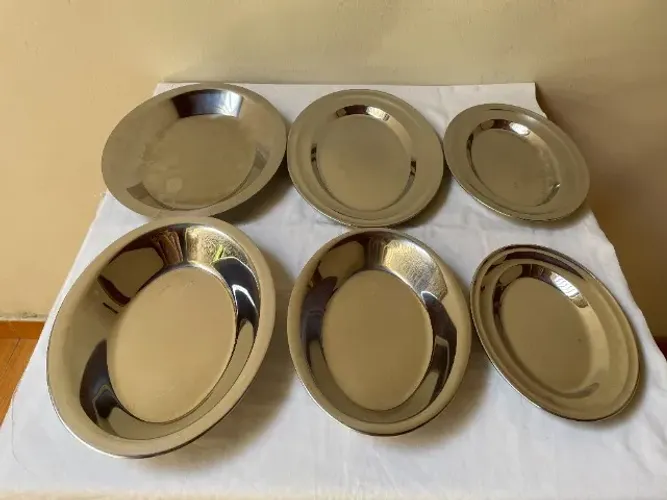 Conjunto de Travessas Ovais Inox - 6 Unidades