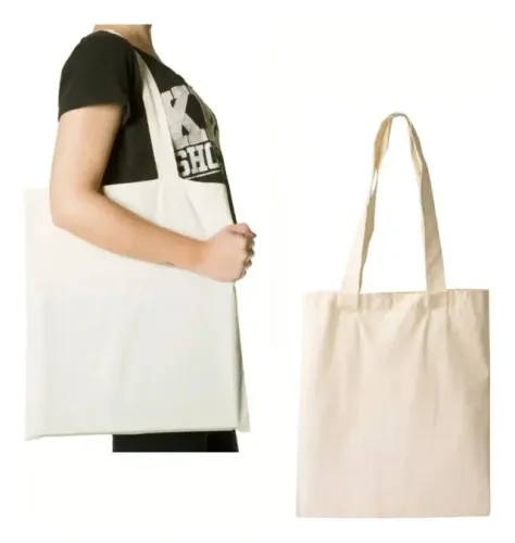 Kit 100 Bolsa Sacola Ecobag Algodão Cru Lisa Pronta