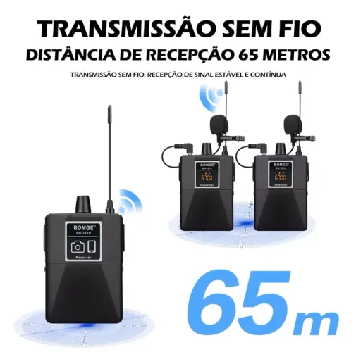Microfone profissional sem fio de colarinho da Bomgem para iPhone ou Android