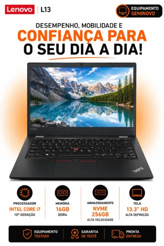 Notebook Lenovo L13 I7 - 10th - 16GB - NVME 256 - P/Revenda