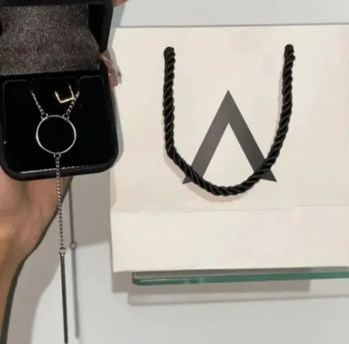 Colar acium geometric com pendente - novo unissex