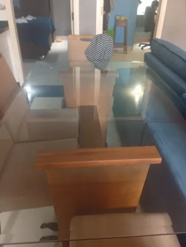 Mesa tampo de vidro 6 lugares
