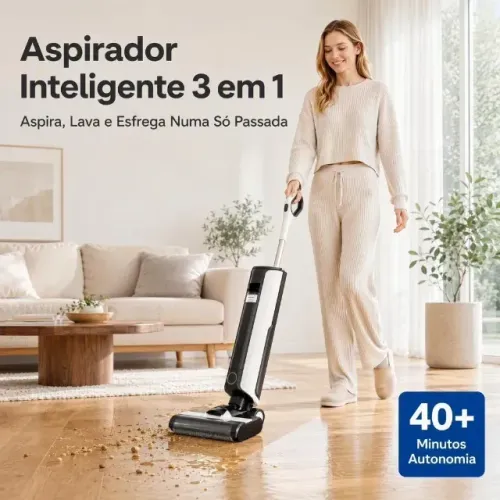 Aspirador limpadora de pisos, aspira, esfrega e passa pano