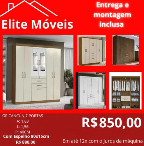 850,00 Com a montagem e a entrega guarda roupa novo na caixa com garantia de fabrica. 