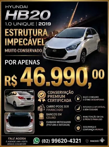 Hyundai HB20S Unique 1.0 Flex 12V Mec. 2019