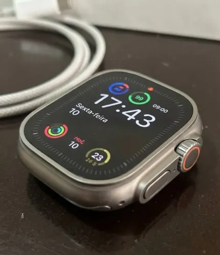 Apple Watch Ultra 2 (Titânio) + Pulseira Ocean Azul + Caixa e Acessórios Originais