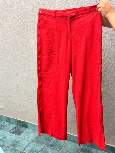 Calça Feminina Vermelha Alfaiataria Tamanho G