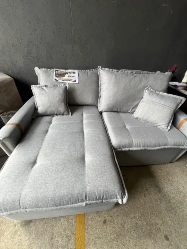 sofa caixa zero slim de 1.80 linho cinza