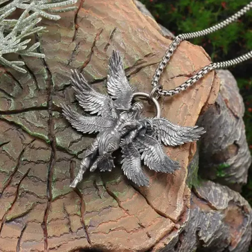 Colar Arcanjo 6 Asas Vintage Masculino Pingente Anjo