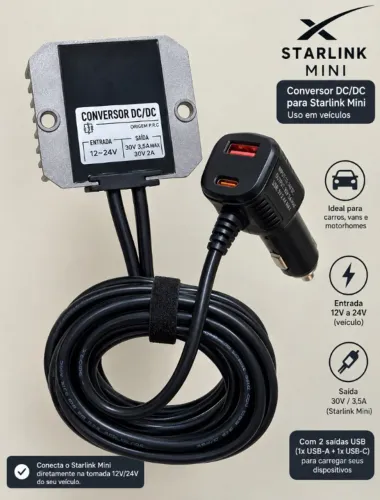 Conversor 12/24 v Starlink mini veicular
