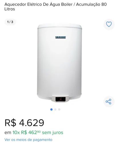 Boiler acumulaçao digital 80 litros (defeito)