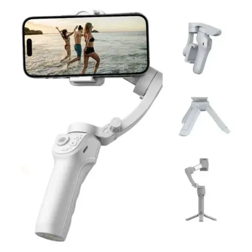 Suporte Estabilizador para Celular Gimbal 3 Eixos Branco MM-WDQ01 MiniMen