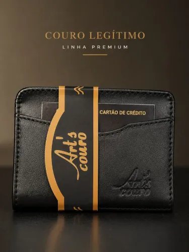 Carteira Masculina Porta Documentos Couro Legítimo Compacta Porta Cartões Porta CNH Premiu