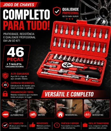 Kit C/ Catraca Reversível - 46 Peças