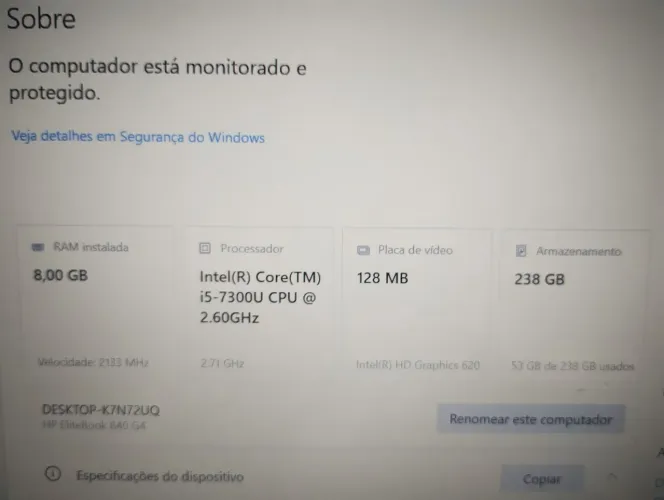 Laptop I5 8Gb M2 245Gb