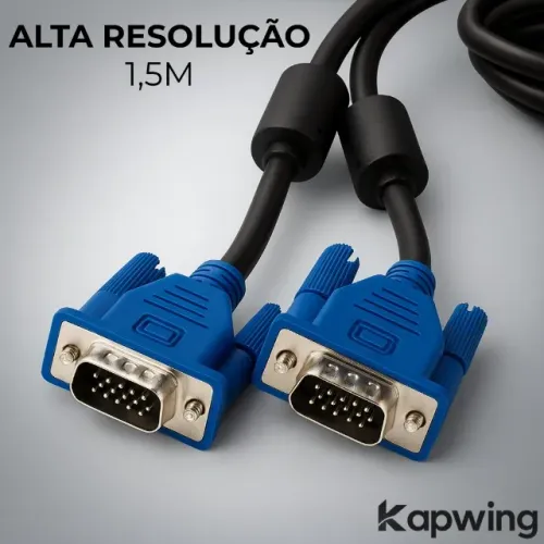 Cabo VGA 1.5m Para Monitor Notebook PC Alta Qualidade