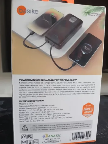 Carregador portátil Power Bank 20.000mAh Basike / SUPER PROMOÇÃO