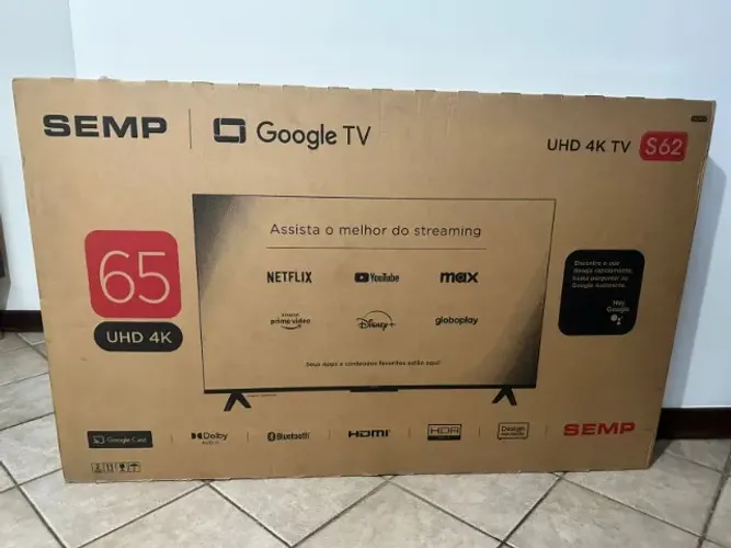 TV 65 4K LACRADO NOVO ! SEMP TCL 65s62 Google TV, Nota Fiscal e 1 ano de Garantia