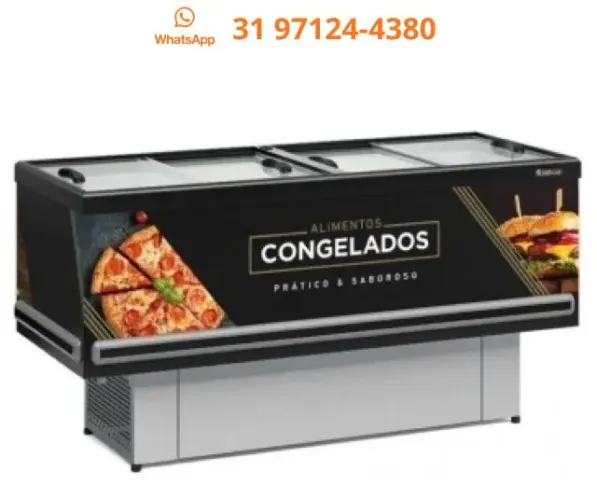 Ilha de Congelados Vidro Reto 2 metros Preta Gelopar