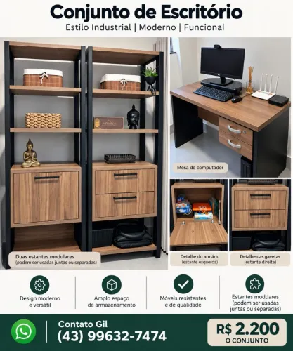 Conjunto de escritório/home office - estilo industrial